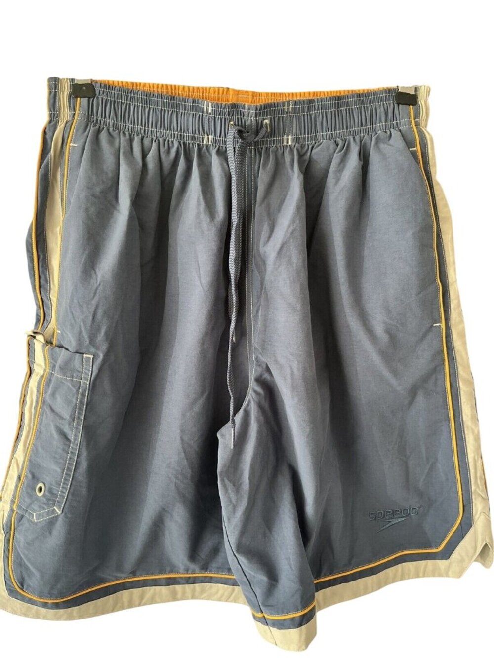 Speedo men’s swim trunks mesh liner side&front pockets sz M blue with yellow